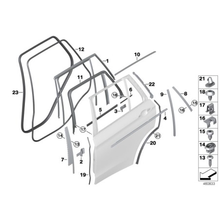 Insérer la vitre de la porte droite - Pièce d'origine BMW 51357387420 Insérer la vitre de la porte droite - Pièce d'origine BMW 51357387420