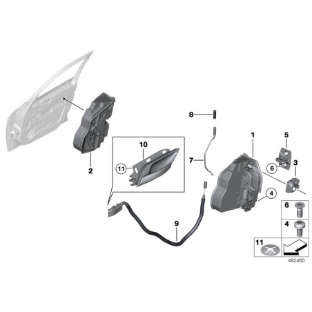 Poignée de porte intérieure droite O/S - Pièce d'origine BMW 51412991954