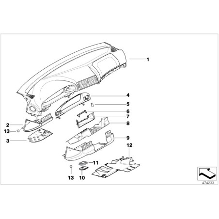 Garniture du tableau de bord - Pièce d'origine BMW 51458159735 Garniture du tableau de bord - Pièce d'origine BMW 51458159735