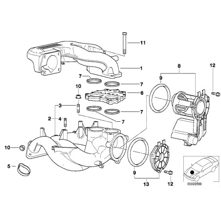 Unité de réglage de l'air d'admission/Valve DISA - Pièce d'origine BMW 11611438404