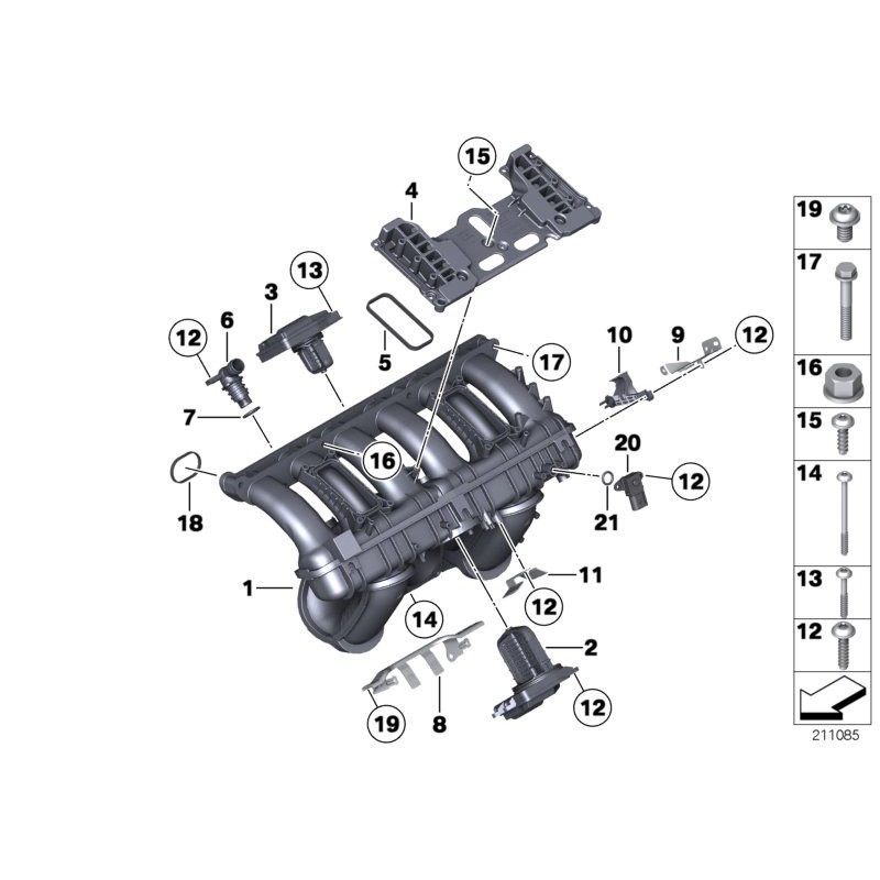 Unité de réglage de l'air d'admission/Valve DISA - Pièce d'origine BMW 11617579114
