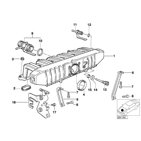 Connecteur de collecteur d'admission avec joint torique - Pièce d'origine BMW 11611738629 Connecteur de collecteur d'admission avec joint torique - Pièce d'origine BMW 11611738629