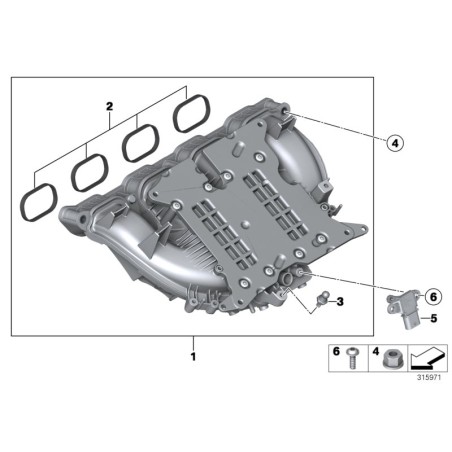 Ensemble de joints de collecteur d'admission - Pièce d'origine BMW 11612297462
