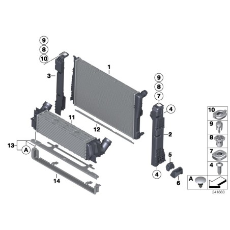Cache du conduit d'admission d'air d'aspiration + 2x Clip - Pièce d'origine BMW 2x17117595701