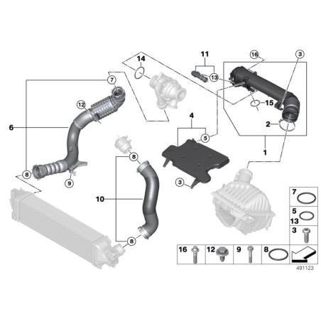 Joint torique d'étanchéité de tuyauterie d'intercooler - Pièce d'origine BMW 11618506782