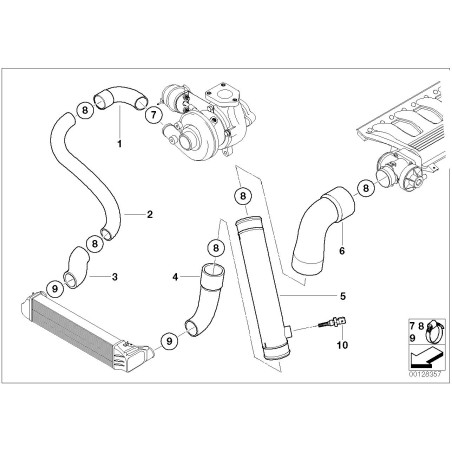 Tuyau de pression d'intercooler - Pièce d'origine BMW 11617799389 Tuyau de pression d'intercooler - Pièce d'origine BMW 11617799389