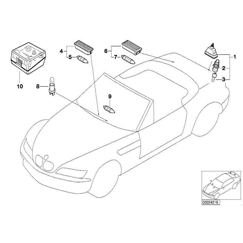 Douille d'ampoule intérieure avec support - Pièce d'origine BMW 61138353797