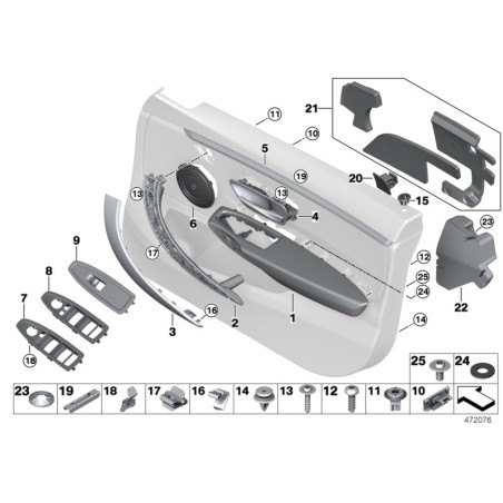 Poignée de porte intérieure arrière gauche - Pièce d'origine BMW 51417279341