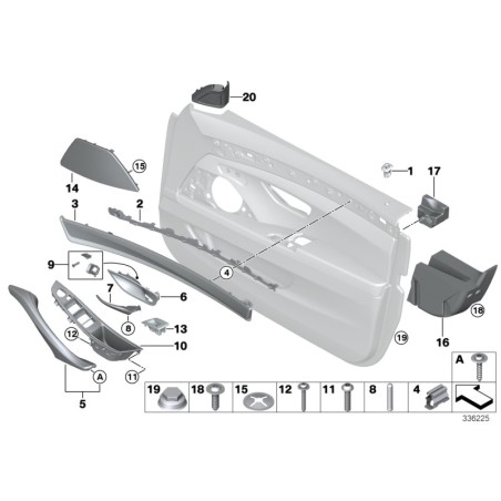 Poignée de porte intérieure droite noire RHD - Pièce d'origine BMW 51417225866