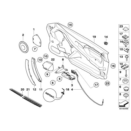 Garniture de poignée de porte intérieure gauche - Pièce d'origine BMW 51417042877 Garniture de poignée de porte intérieure gauche - Pièce d'origine BMW 51417042877