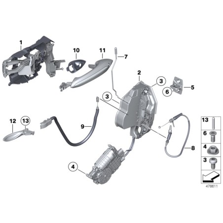 Levier intérieur de porte gauche - Pièce d'origine BMW 51217225689