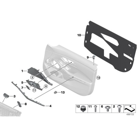 Cache de vis intérieure de poignée de verrouillage de porte gauche - Pièce d'origine BMW 51418494295