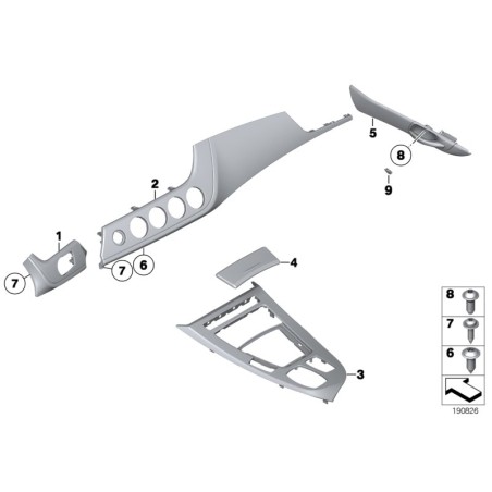 Cache-vis de couvercle de poignée de porte intérieure droite O/S - Pièce d'origine BMW 51419167014 Cache-vis de couvercle de poignée de porte intérieure droite O/S - Pièce d'origine BMW 51419167014
