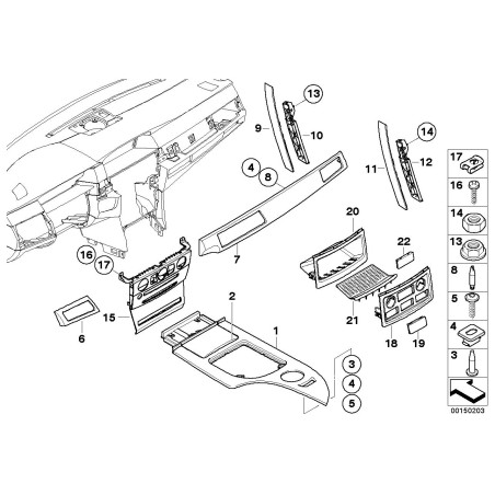 Garniture intérieure du tableau de bord en titan - Pièce d'origine BMW 51456951041
