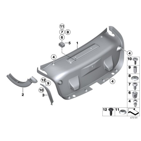 Garniture intérieure du coffre - Pièce d'origine BMW 51497410819