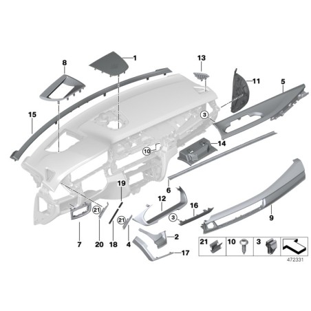 Garniture de panneau I - Couverture - Pièce d'origine BMW 51458058568