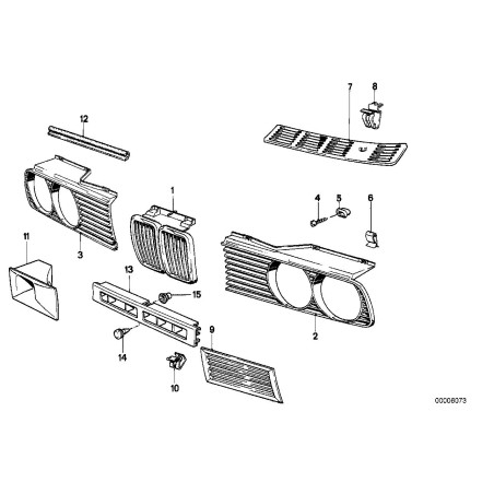 Ensemble de calandre de rein - Pièce d'origine BMW 51131945877