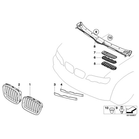 Calandre gauche - Pièce d'origine BMW 51137113733