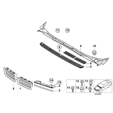 Calandre gauche - Pièce d'origine BMW 51138125811