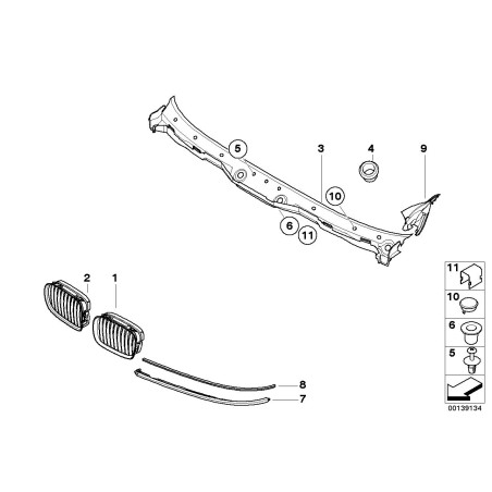 Calandre gauche - Pièce d'origine BMW 51138184531