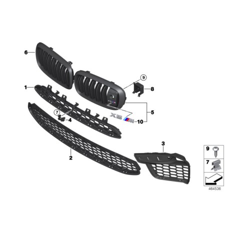 Calandre - Droite - Pièce d'origine BMW 51118056324