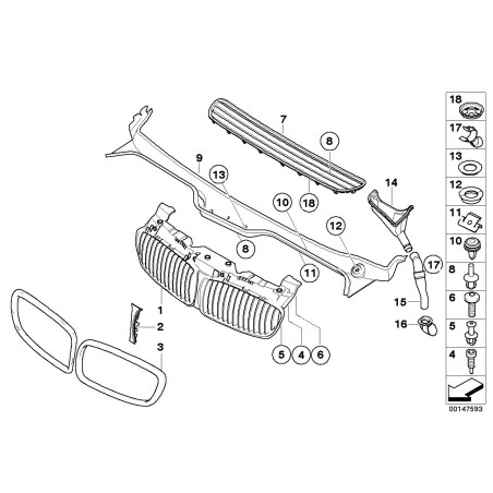 Moulure de calandre de rein côté conducteur gauche - Pièce d'origine BMW 51137145739