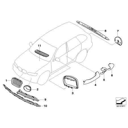 Grille de rein gauche - Pièce d'origine BMW 51138250051