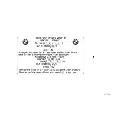 Étiquette - Pièce d'origine BMW 64506985512