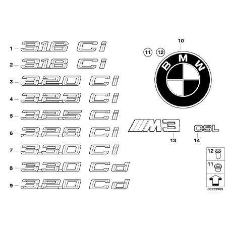 Étiquette autocollante Badge Emblème - Pièce d'origine BMW 51147075837