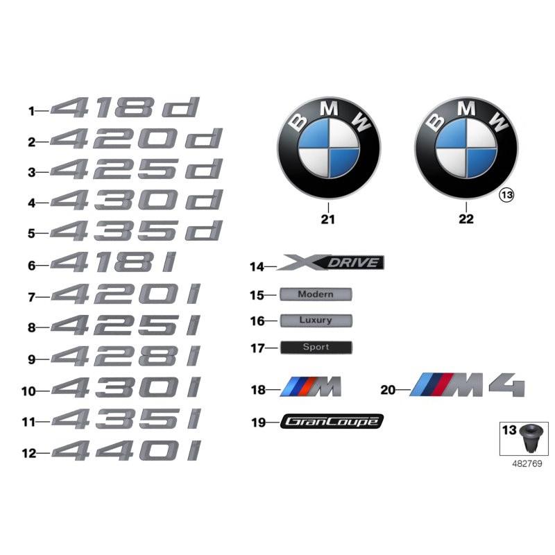Étiquette autocollante Badge Emblème - Pièce d'origine BMW 51147356336 Étiquette autocollante Badge Emblème - Pièce d'origine BMW 51147356336