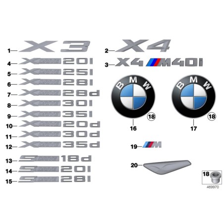 Étiquette Autocollante Insigne Emblème - Pièce d'origine BMW 51147362493