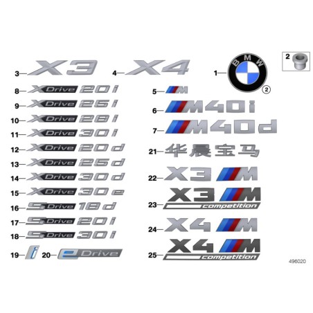 Étiquette X4 M Competition - Pièce d'origine BMW 51148077611