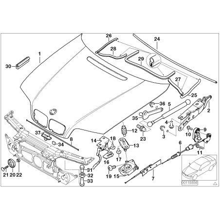 Câble de déverrouillage latéral du capot - Pièce d'origine BMW 51238218859