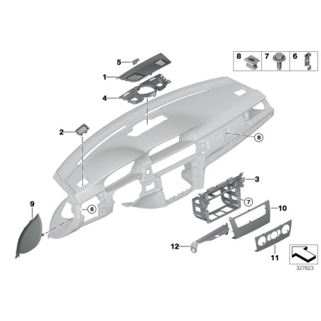 Panneau de garniture de commande de climatisation Lci 07-12 - Pièce d'origine BMW 51459137563