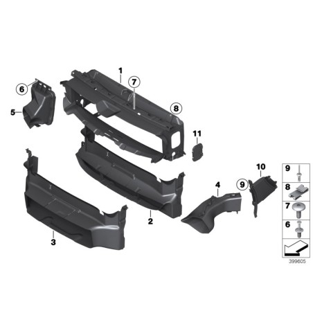 Conduit d'air LCI extérieur du radiateur droit - Pièce d'origine BMW 51748057205