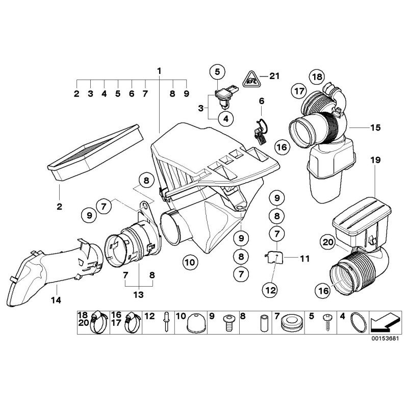 Tube de conduite d'admission d'air LCI - Pièce d'origine BMW 13717521011