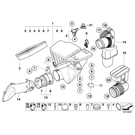 Tube de conduite d'admission d'air LCI - Pièce d'origine BMW 13717521011