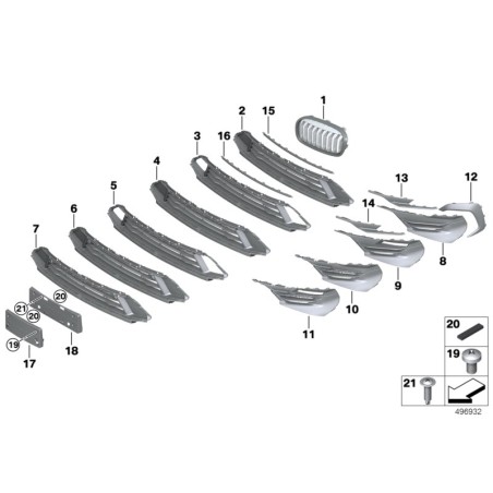 Grille de rein avant gauche LCI Basis N/S - Pièce d'origine BMW 51137467457