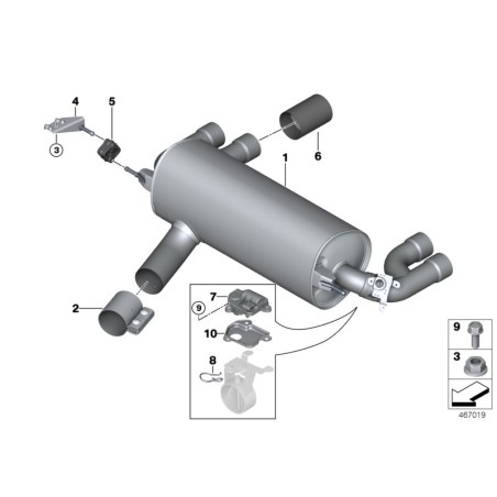 Ensemble de garnitures de sortie d'échappement LCI Black Chrome - Pièce d'origine BMW 4x18308047194