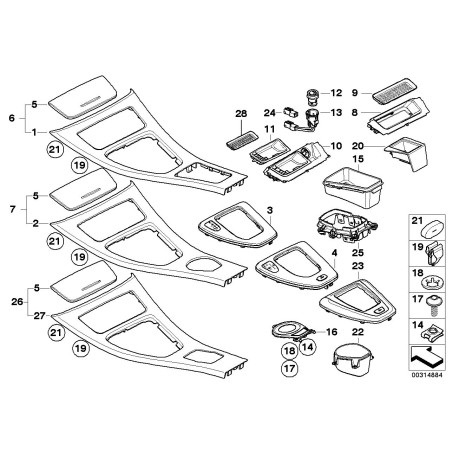 Garniture de console de couvercle central LCI - Pièce d'origine BMW 51169170947