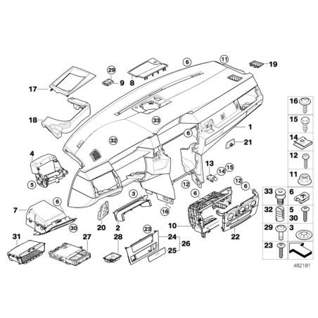 Habillage de contrôle climatique LCI noir CCC - Pièce d'origine BMW 51456976362