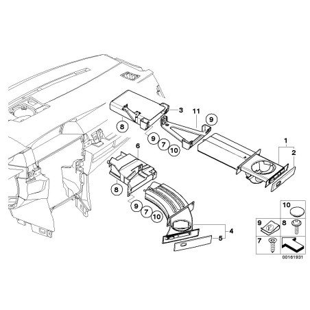 Porte-gobelet extérieur gris LCI - Pièce d'origine BMW 51457063182