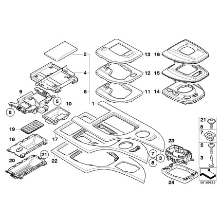 Panneau de décoration LCI avec plateau à objets divers - Pièce d'origine BMW 51169170196