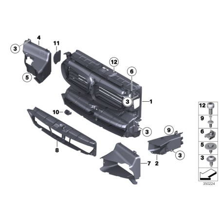 Conduite d'air avant de refroidissement d'huile moteur LCI côté droit - Pièce d'origine BMW 51117331786