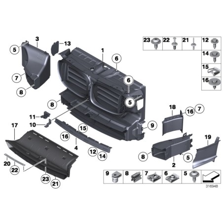 LCI f02 LCI Conduit d'air de frein avant droit O/S - Pièce d'origine BMW 51747308826