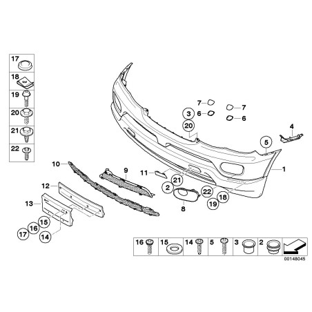 Ensemble de trois grilles de calandre noires pour pare-chocs avant LCI - Pièce d'origine BMW 51117116397.