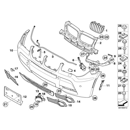 Insert de grille centrale de pare-chocs avant Lci - Pièce d'origine BMW 51113417721