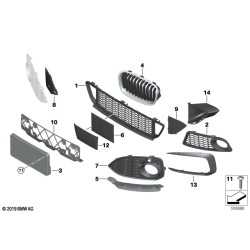 LCI Couvercle de grille de phare antibrouillard avant de pare-chocs PDC droit - Pièce d'origine BMW 51118068606