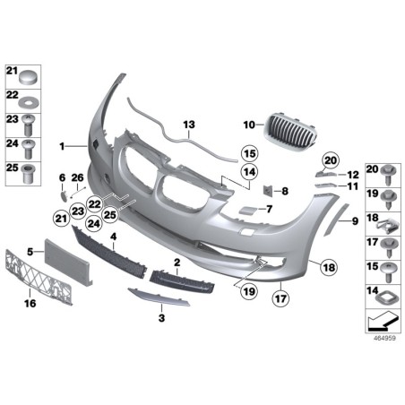 Grille de phare antibrouillard de pare-chocs avant LCI avec garniture gauche N/S - Pièce d'origine BMW 51117227947/51117229181