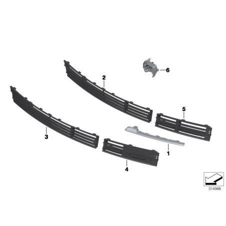 Ensemble de grilles de feux antibrouillard pour pare-chocs avant LCI - Pièce d'origine BMW 51117295267/51117295268